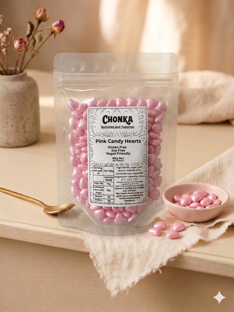 Pink Candy Hearts 80g.