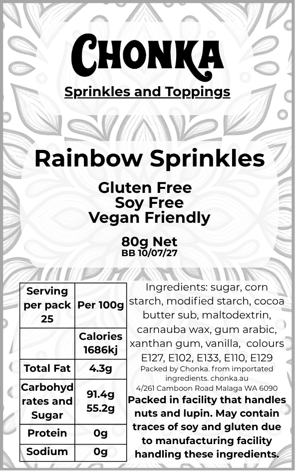 Rainbow Sprinkles 80g.
