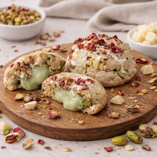 Rose Cookie with Pistachio Cream
