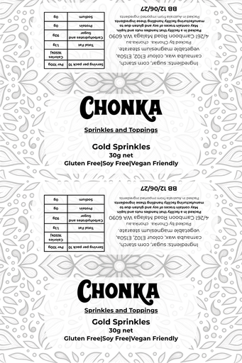 [SPRINKLES - GOLD 30G] Gold Sprinkles 30g.