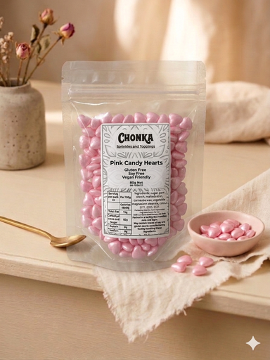 [SPRINKLES - PINK HEARTS 80G] Pink Candy Hearts 80g.