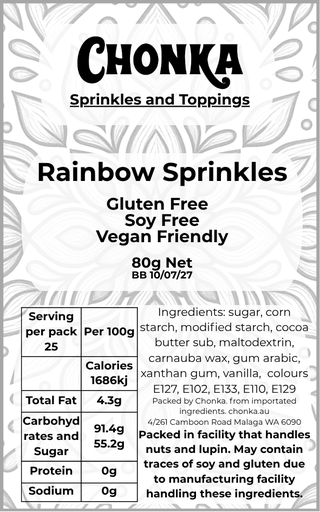 [SPRINKLES - RAINBOW 80G] Rainbow Sprinkles 80g.