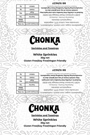 [SPRINKLES - WHITE 30G] White Sprinkles 30g.