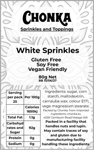 [SPRINKLES - WHITE 80G] White Sprinkles 80g.